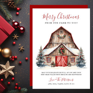 Rustic Winter Barn Christmas Holiday Card
