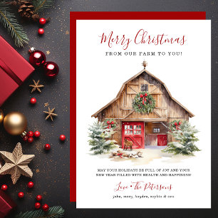 Rustic Winter Barn Christmas Holiday Card