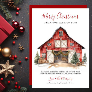 Rustic Winter Barn Christmas Holiday Card