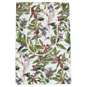 Rustic Winter Berries Holiday Christmas Medium Gift Bag