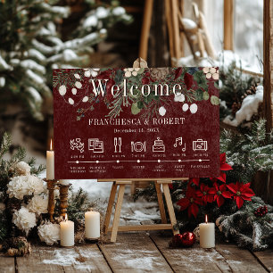 Rustic Winter Berries & Pine Burgundy Timeline Foam Board