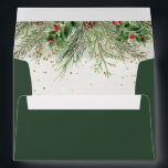 Rustic Winter Berries Pine Cone Greenery Envelope<br><div class="desc">Evoke winter's magic with our enchanting wedding envelopes. Displaying meticulously hand-painted watercolor illustrations of lush greenery,  pine and spruce branches,  cones,  and holly berries,  embellished with shimmering gold glitter. Perfect for infusing seasonal spirit into your winter or Christmas-themed events.</div>