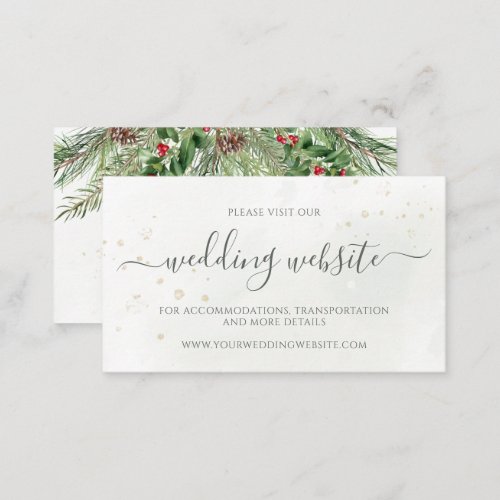 Rustic Winter Berries Pine Cone Greenery Wedding Enclosure Card