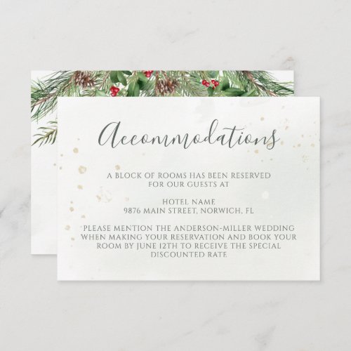 Rustic Winter Berries Pine Cone Greenery Wedding Enclosure Card