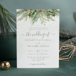 Rustic Winter Berries Pine Cone Greenery Wedding Invitation<br><div class="desc">Beautiful wedding invitation featuring hand-painted botanical watercolor illustrations of winter greenery,  pine and spruce branches,  cones and holly berries. Perfect choice for winter or Christmas holiday themed weddings.</div>