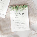 Rustic Winter Berries Pine Cone Greenery Wedding RSVP Card<br><div class="desc">Beautiful wedding response cards featuring hand-painted botanical watercolor illustrations of winter greenery,  pine and spruce branches,  cones and holly berries. Perfect choice for winter or Christmas holiday themed weddings.</div>