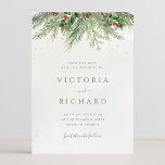 Rustic Winter Berries Pine Cone Greenery Wedding Save The Date<br><div class="desc">Beautiful Save the date card featuring hand-painted botanical watercolor illustrations of winter greenery,  pine and spruce branches,  cones and holly berries. Perfect choice for winter or Christmas holiday themed weddings.</div>