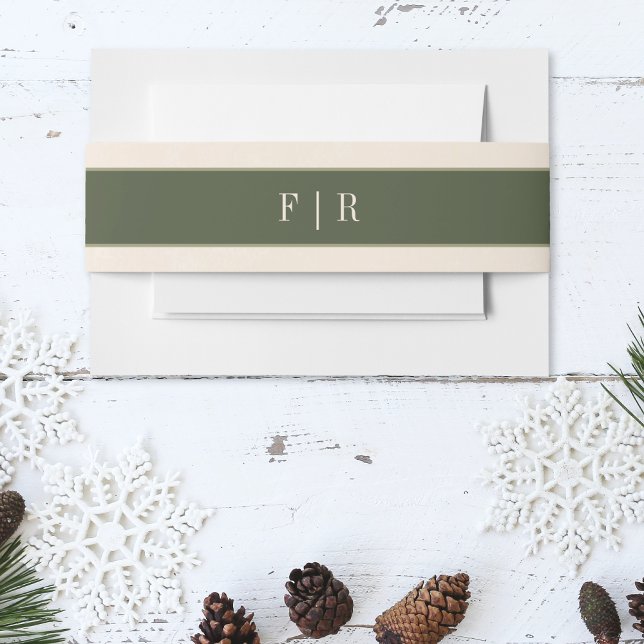 Rustic Winter Berries & Pine Cream Wedding Invitation Belly Band (Rustic Winter Berries & Pine Cream Wedding Invitation Belly Band)