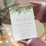 Rustic Winter Berries Pine Greenery Bridal Shower Invitation<br><div class="desc">Beautiful bridal shower invitation featuring hand-painted botanical watercolor illustrations of winter greenery,  pine and spruce branches,  cones and holly berries. Perfect choice for winter or Christmas holiday themed weddings.</div>