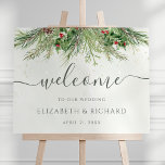 Rustic Winter Berry Pine Greenery Wedding Welcome Foam Board<br><div class="desc">Beautiful wedding welcome sign featuring hand-painted botanical watercolor illustrations of winter greenery,  pine and spruce branches,  cones and holly berries. Perfect choice for winter or Christmas holiday themed weddings.</div>