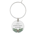 Rustic Winter Berry Pine Greenery Wedding Wine Charm