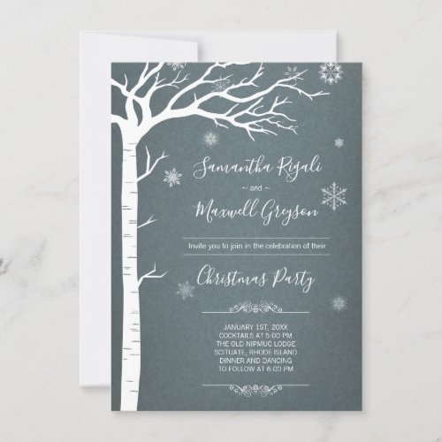 Rustic Winter Birch Tree Christmas Invitation