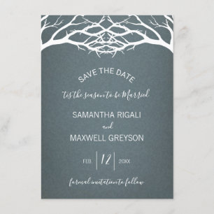 Rustic Winter Birch Tree Save The Date Card