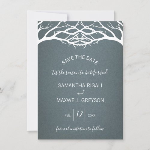 Rustic Winter Birch Tree Save The Date Card
