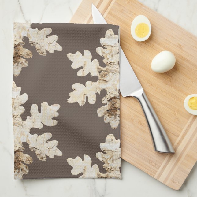 Rustic winter Birchwood snowflake brown white Kitchen Towel (Quarter Fold)