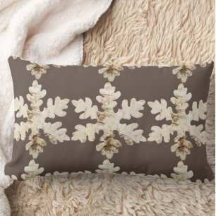 Rustic winter Birchwood snowflake brown white Lumbar Pillow