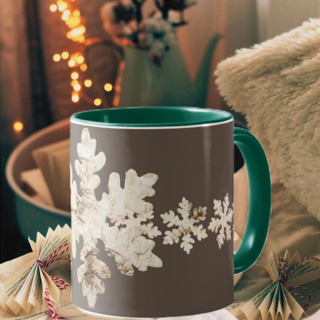 Rustic winter Birchwood snowflake brown white Mug (Creator Uploaded)