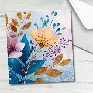 Rustic Winter Blue Floral Blush Wedding Envelope Liner