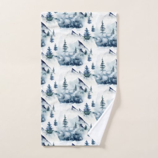 Rustic Winter Blue Mountain Pattern Bath Towel Set | Zazzle