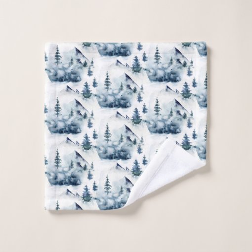 Rustic Winter Blue Mountain Pattern Bath Towel Set | Zazzle