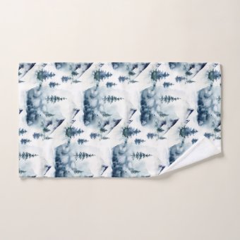 Rustic Winter Blue Mountain Pattern Bath Towel Set | Zazzle