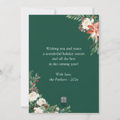 Rustic Winter Botanical Floral 2 Photos Christmas Holiday Card (Back)