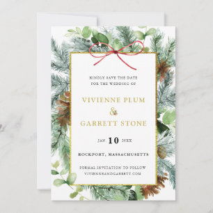 Rustic Winter Botanical Save The Date