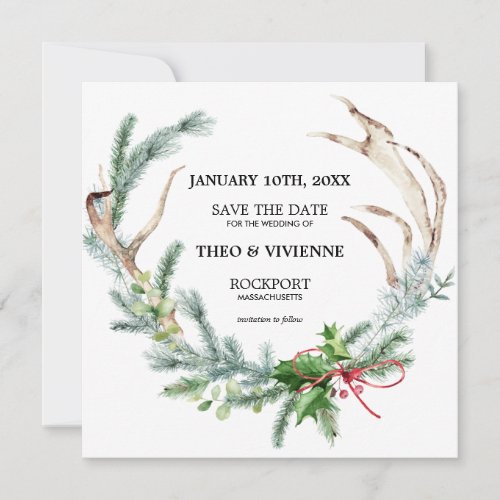 Rustic Winter Botanical Save the Date