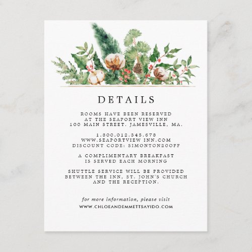 Rustic Winter Botanical Wedding Enclosure Card