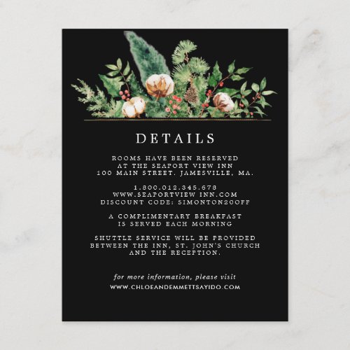Rustic Winter Botanical Wedding Enclosure Card