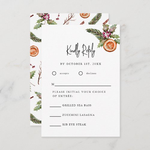 Rustic Winter Botanical Wedding RSVP 