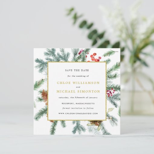 Rustic Winter Botanical Wedding Save The Date | Zazzle