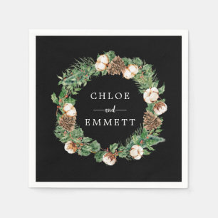 Rustic Winter Botanical Wreath Custom Wedding Napk Napkins