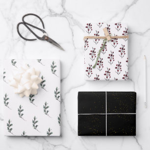 Rustic Winter Boughs Holiday Wrapping Paper Sheets