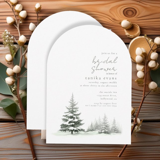 Rustic Winter Bridal Shower Green Arch ID1049 Invitation (Creator Uploaded)