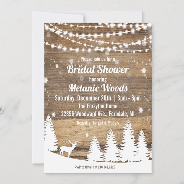 Rustic Winter Bridal Shower Invitation (Front)
