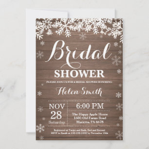 Rustic Winter Bridal Shower Snowflake Invitation