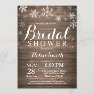 Rustic Winter Bridal Shower Snowflake Invitation