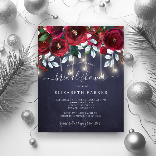 Rustic winter budget bridal shower invitation