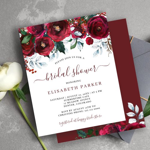 Rustic winter budget bridal shower invitation