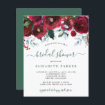 Rustic winter budget bridal shower invitation<br><div class="desc">Rustic winter chic affordable bridal shower party stylish invitation template on a clear white background featuring red burgundy and green flowers with grey and hunter green seasonal foliage border and a trendy elegant handwriting typography script. Easy to personalize with your details! The invitation is suitable for a winter wonderland, rustic...</div>