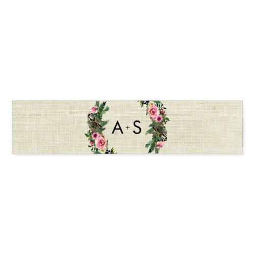 Rustic Winter Burlap Pine Rose Wedding Monogram Napkin Bands