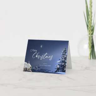Rustic Winter Cabin & Pine Tree Christmas Holiday Card