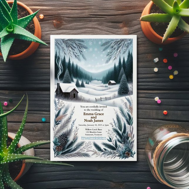 Rustic Winter Cabin Wedding Invitation (Creator Uploaded)