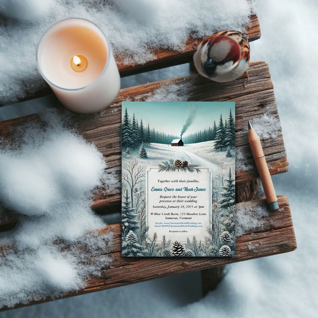 Rustic Winter Cabin Wedding Invitation (Creator Uploaded)