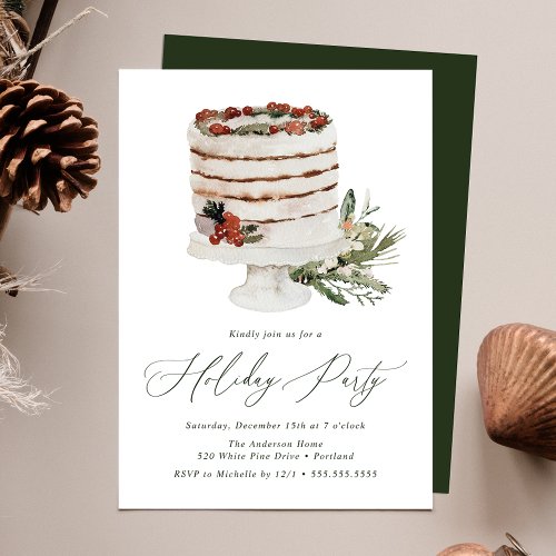 Rustic Winter Cake Holiday Party Invitation