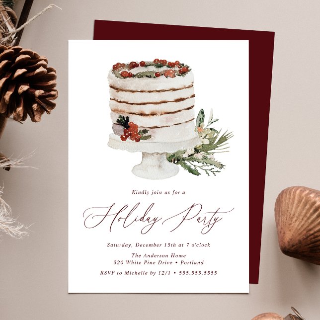 Rustic Winter Cake Holiday Party Invitation (Creator Uploaded)