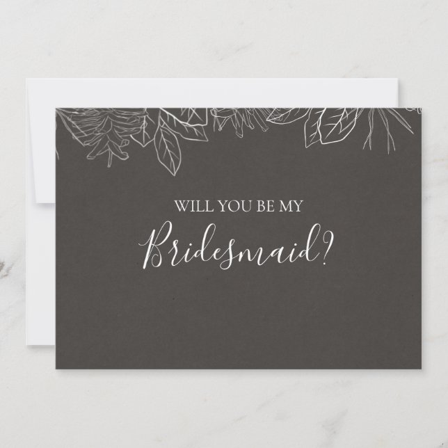 Rustic Winter | Charcoal Bridesmaid Proposal Card (Front)