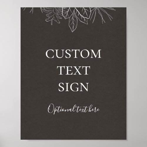 Rustic Winter Charcoal Cards and Gifts Custom Sign