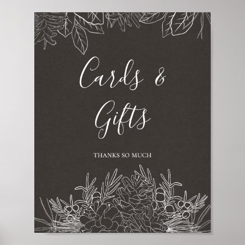 Rustic Winter  Charcoal Cards and Gifts Sign